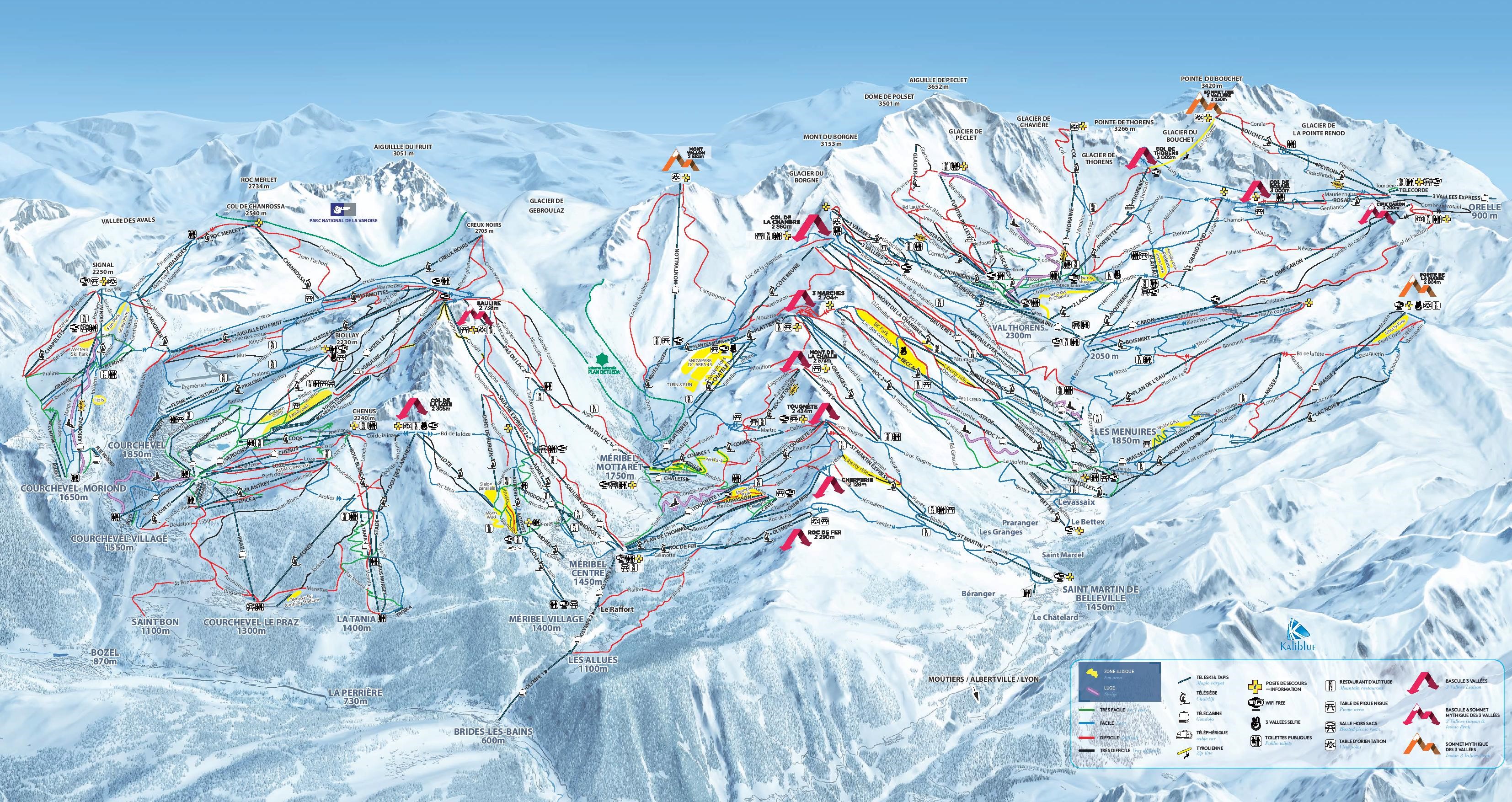 Carte des pistes de la station de ski de Val Thorens